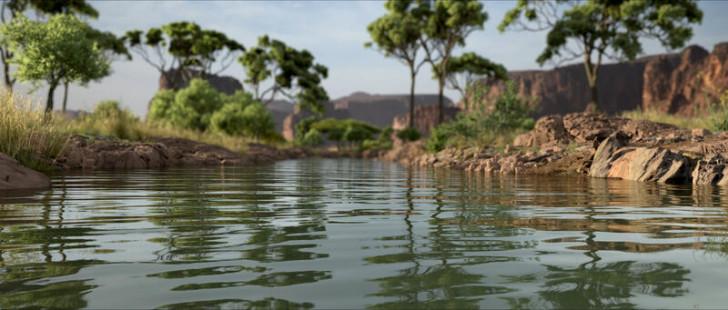 Illustration du Sahara vert (de part et d'autre d'un cours d'eau on aperçoit de la végétation)